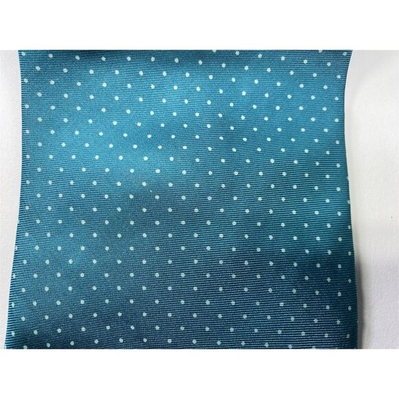 Henri Christian Mens NeckTie Teal with minature Grey Polka Dot Silk - Picture 3 of 5